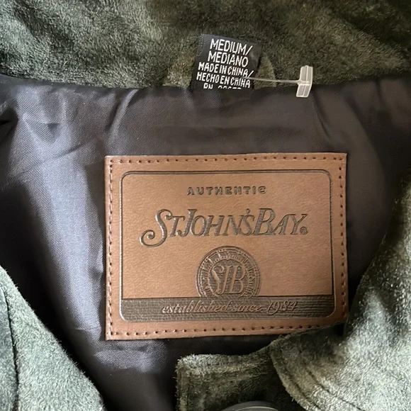 StJohns Bay Women’s Leather (suede) Jacket Buttons down Colour Dark Green - Picture 4 of 4